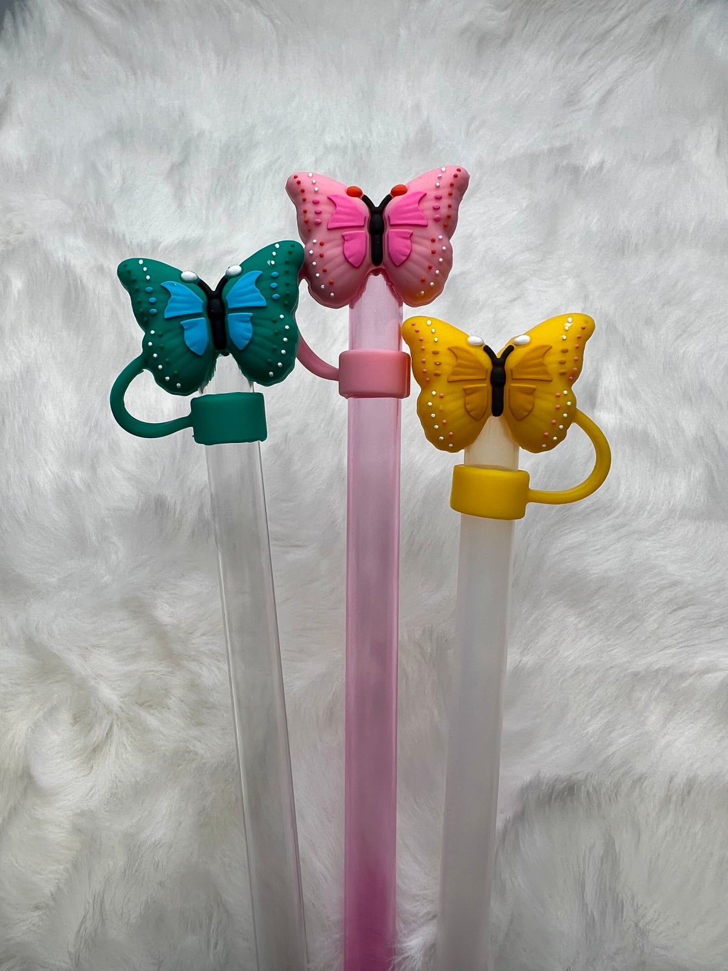 3D Butterfly straw toppers (silicone) 3 colors