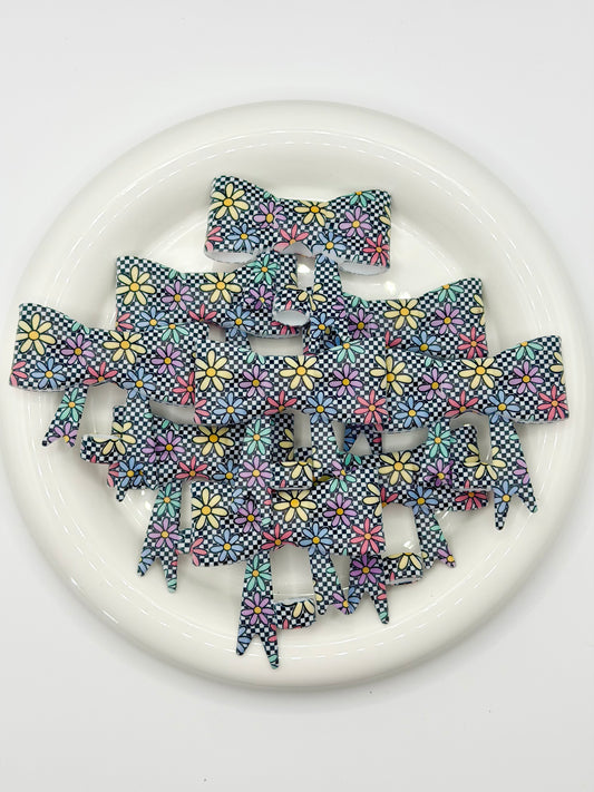 #347 Checkered Bloom Large Bow Straw Topper (1ct)