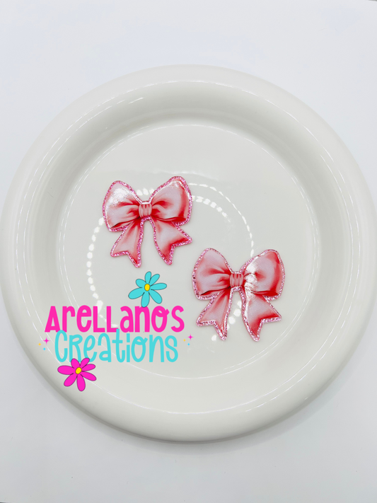 Pink fluffy bow - acrylic flatback