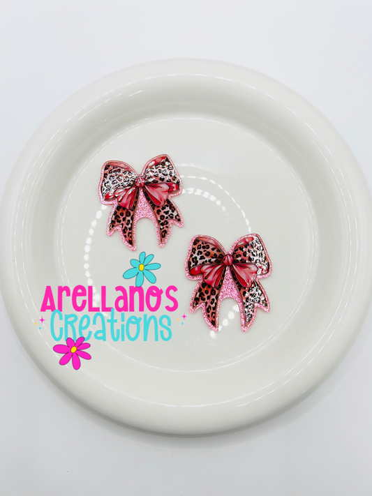 Pink cheetah bow - acrylic flatback