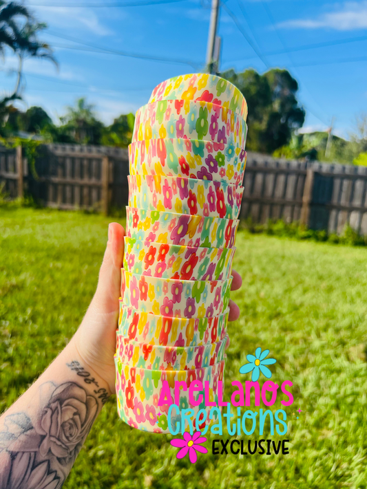 Blond rainbow daisys - silicone tumbler boot EXCLUSIVE (all over print)