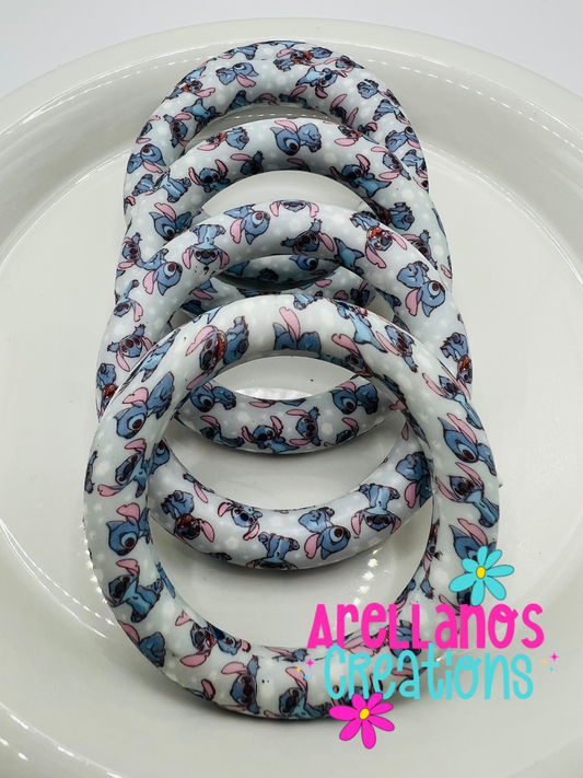 65mm silly blue alien printed silicone ring