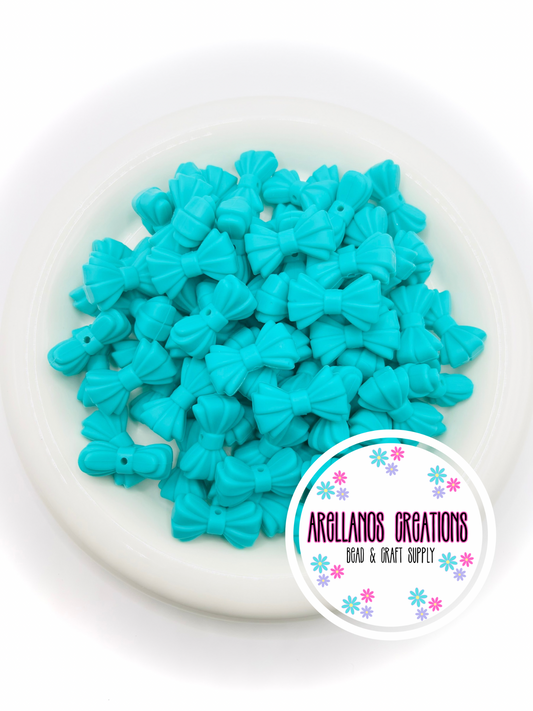 3D turquoise ribbed bow EXCLUSIVE focal