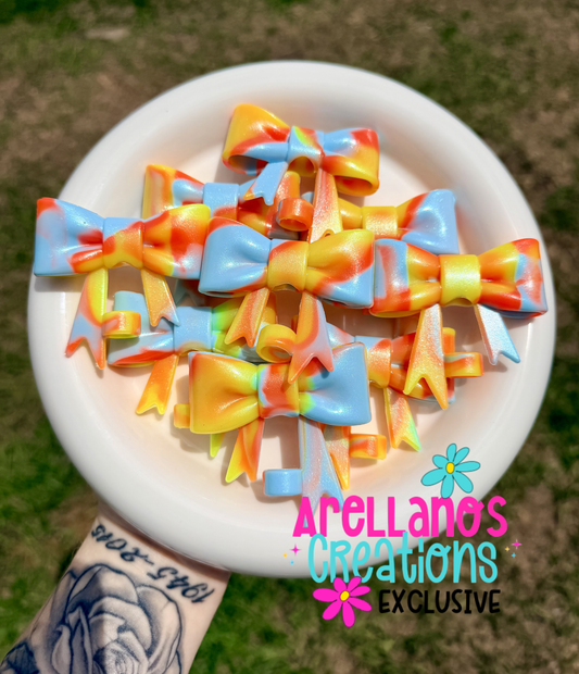 #301 Sunset Breeze Swirl Large Bow Straw Topper (1ct Opal) EXCLUSIVE