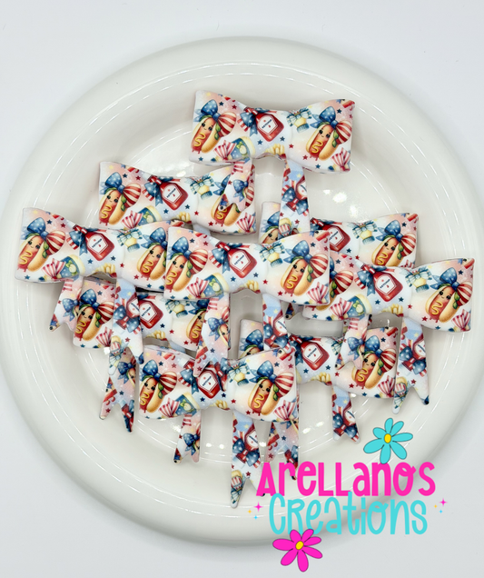 #222 4th of July Hotdogs & Bows Large Bow Focal