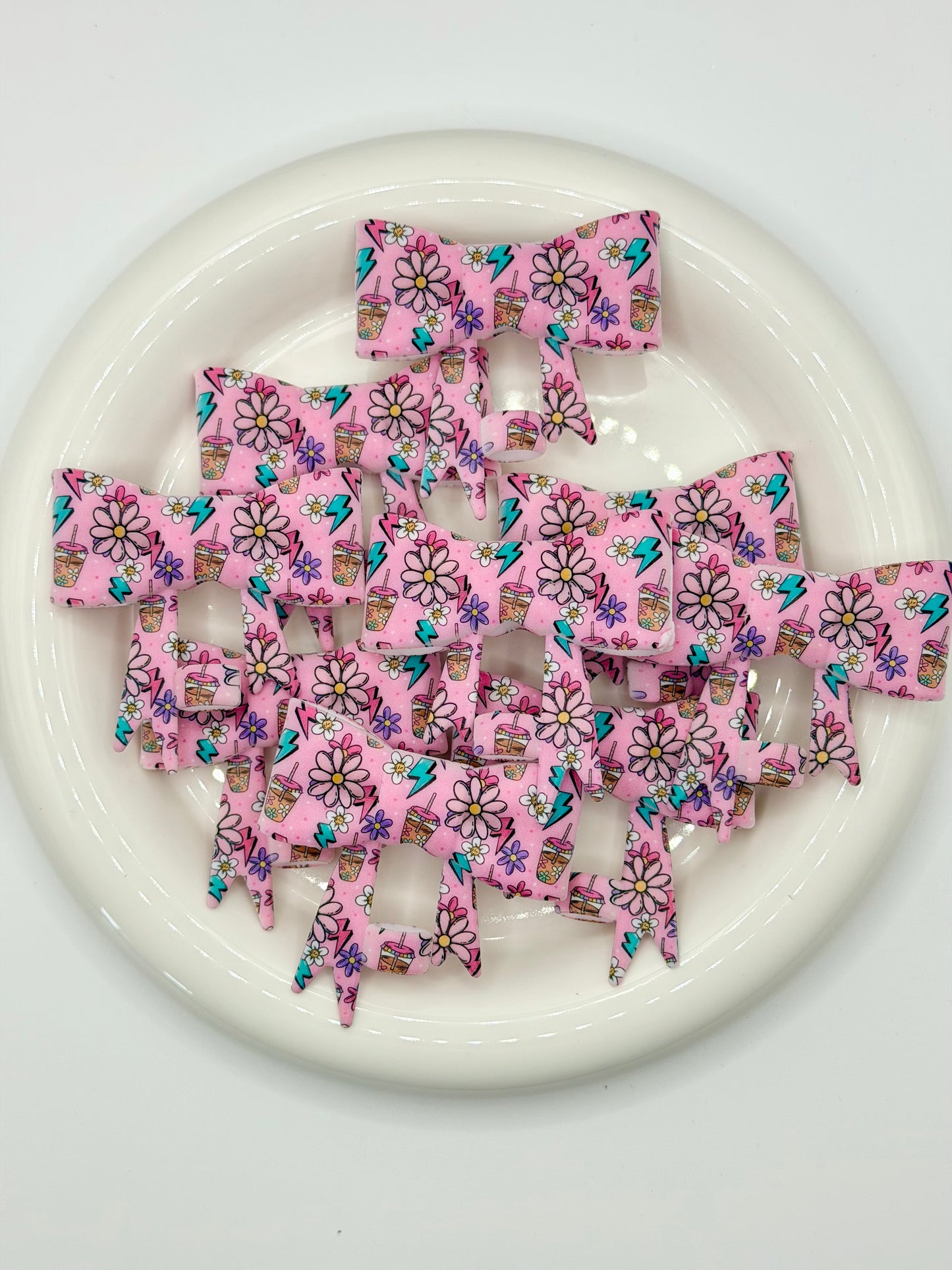 #344 Pink Brew Bliss Large Bow Straw Topper (1ct)