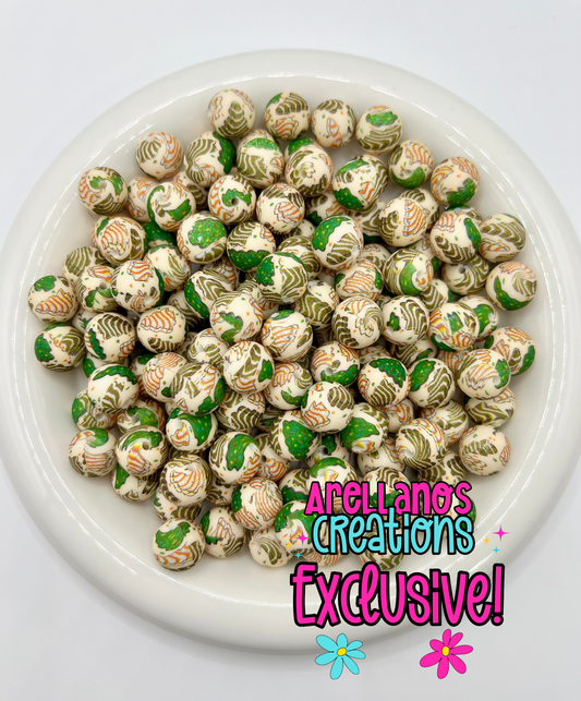 15mm Christmas tree cakes printed silicone bead EXCLUSIVE