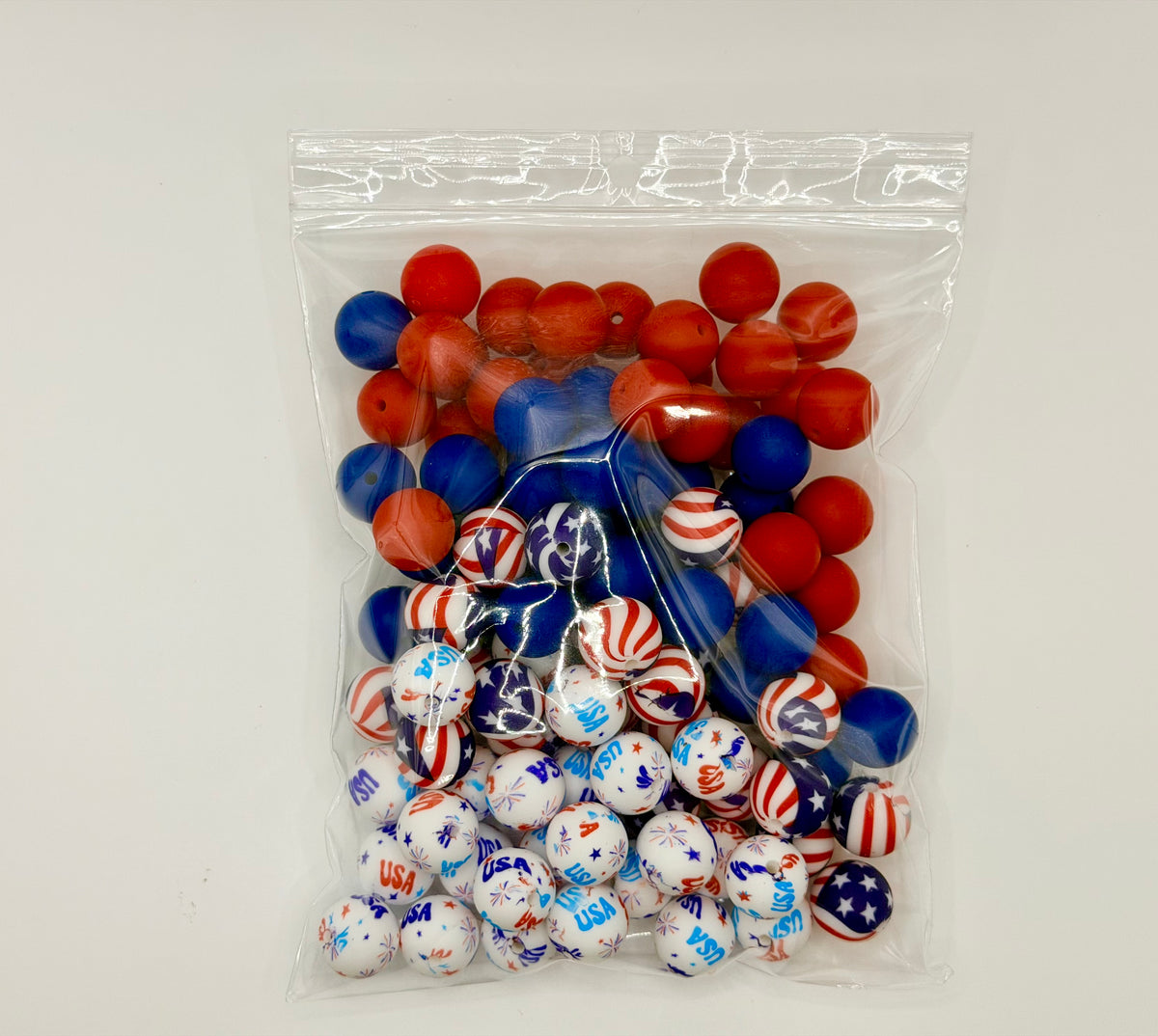 Patriotic mix 100ct 15mm silicone beads