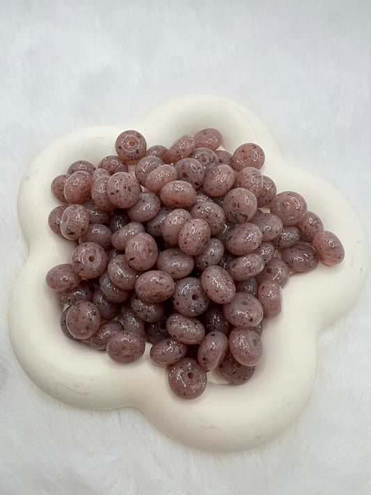 14mm brown shiny glitter silicone abacus spacers