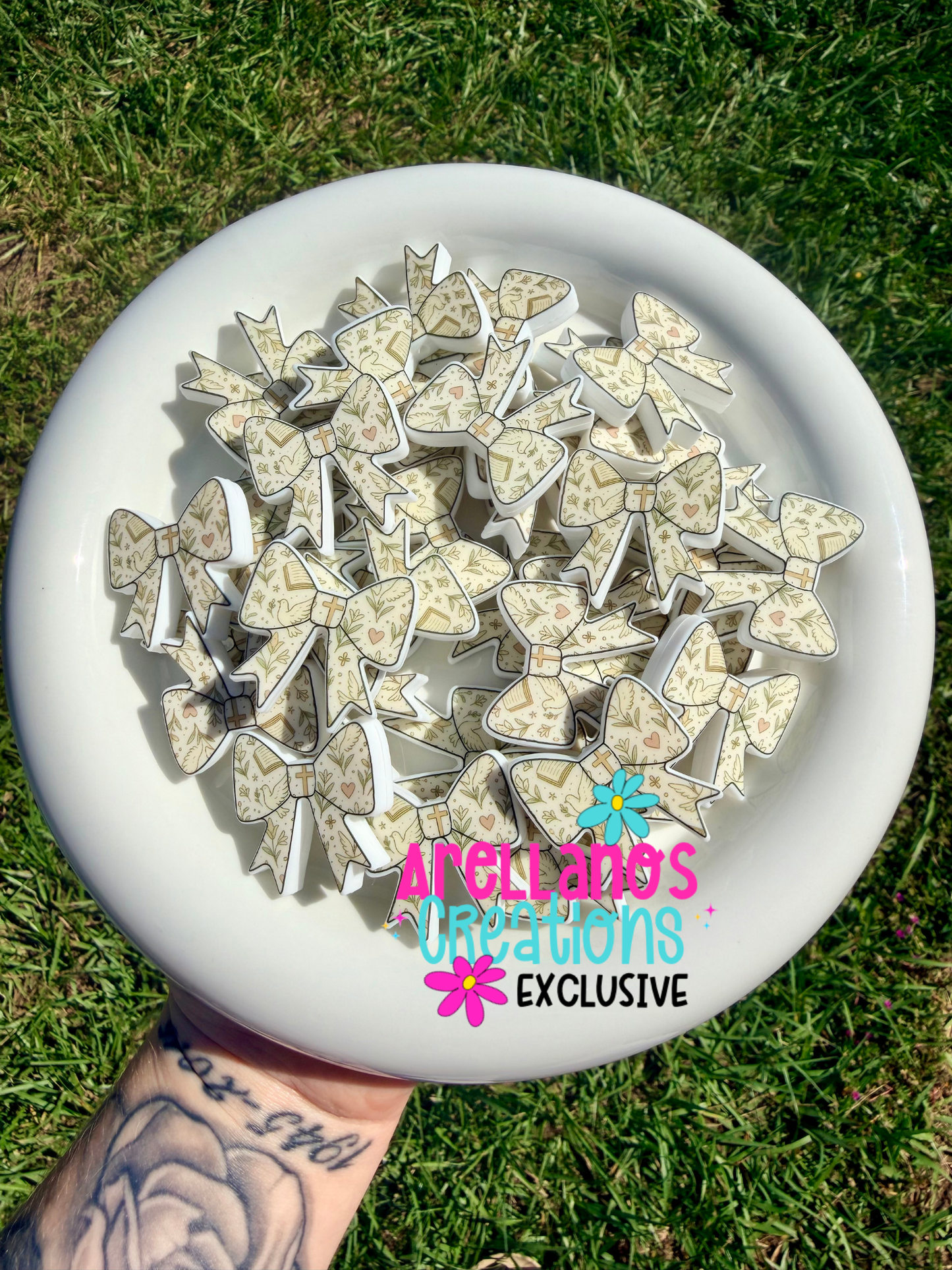 Boho golden bible printed bow focal EXCLUSIVE