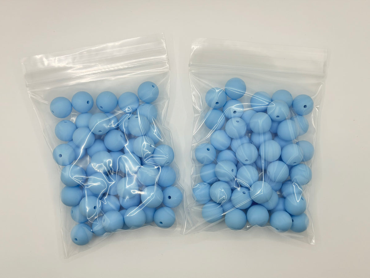 Baby blue 50ct 15mm silicone beads