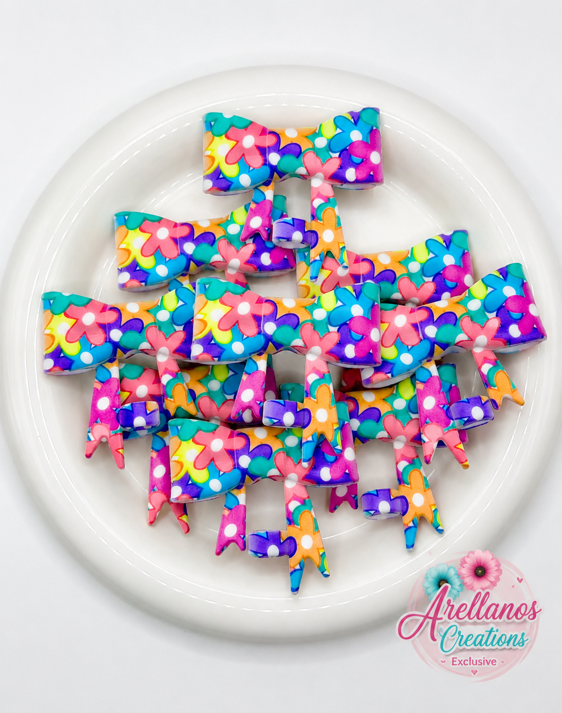 #381 Rainbow Daisy Bliss large bow straw topper (1ct) EXCLUSIVE