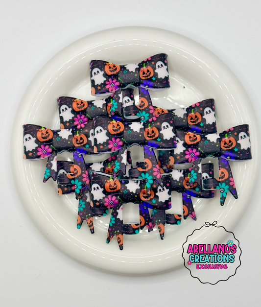 #356 Neon Pumpkins & Petals Large Bow Straw Topper EXCLUSIVE (1ct)