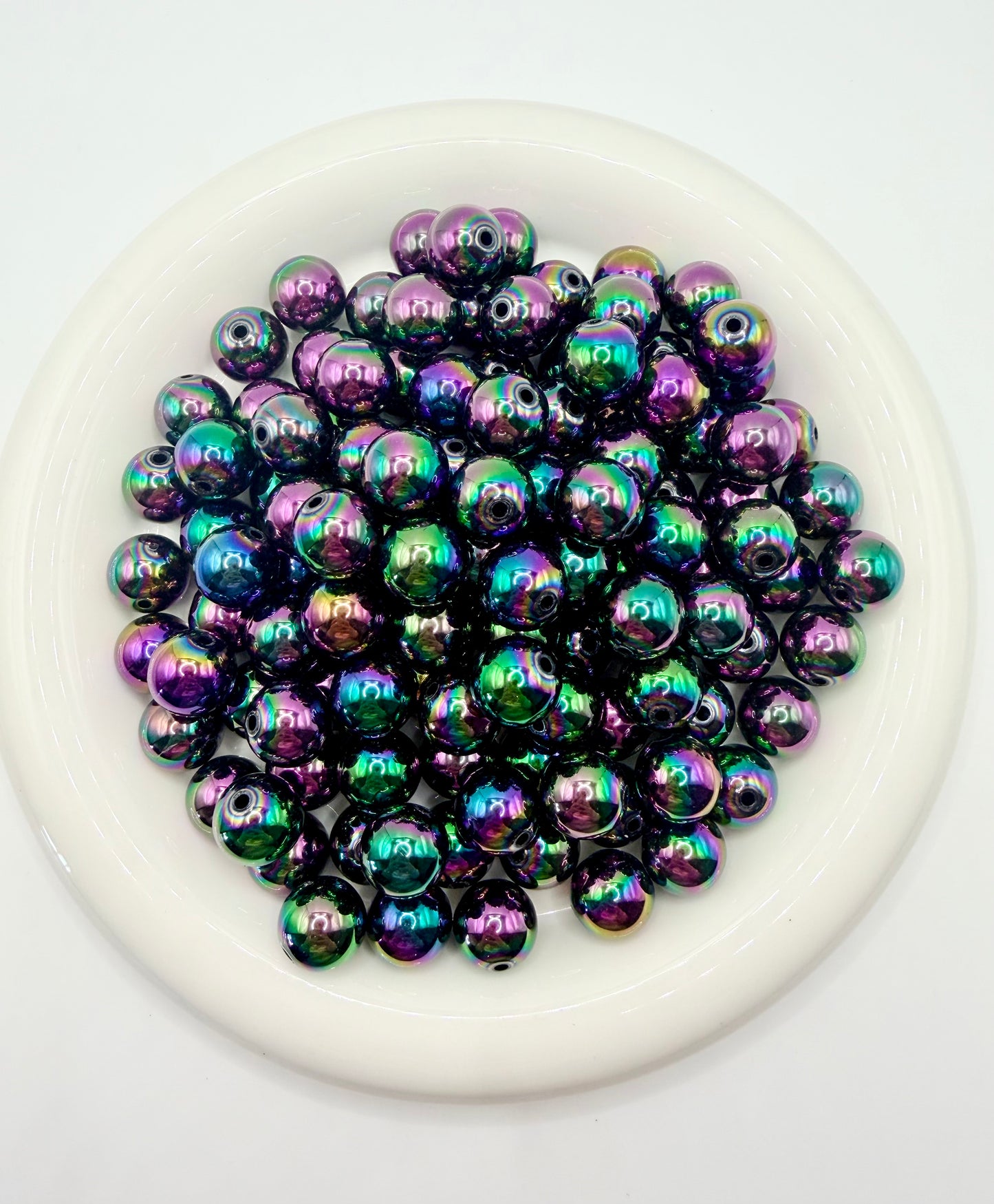 16mm solid iridescent AB acrylic beads (pack of 10)