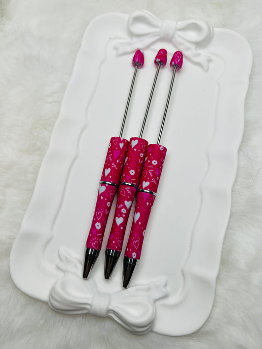 Hot pink Valentine beadable pen