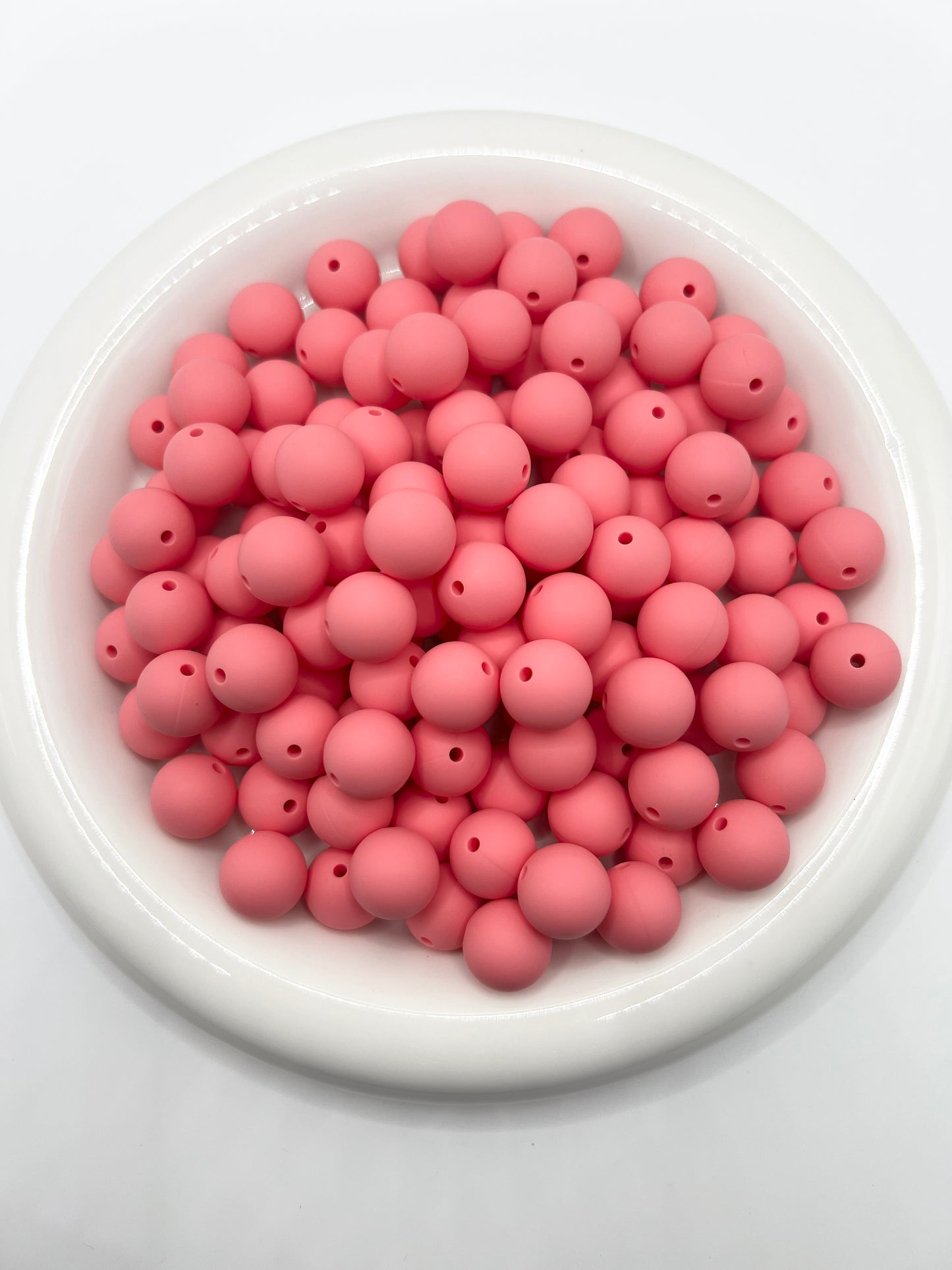 15mm flamingo pink solid silicone beads
