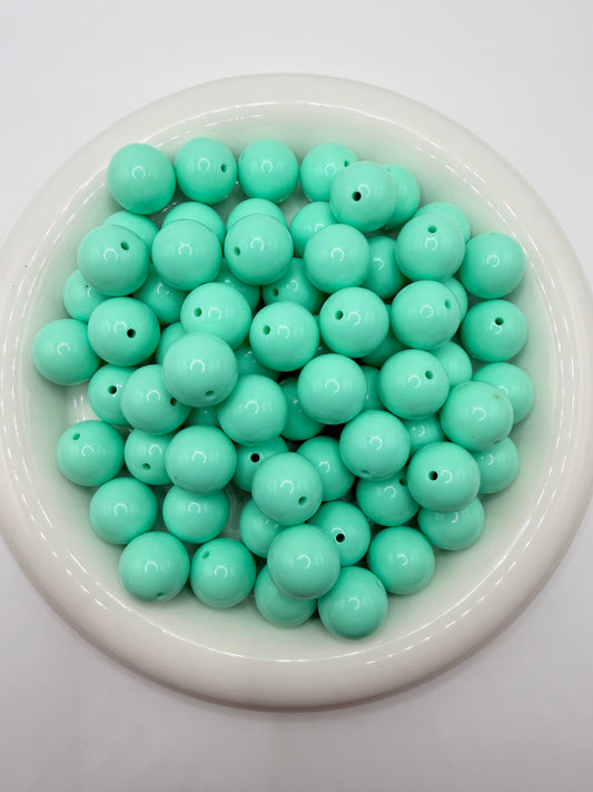 BS-123 Mint 20mm solid bubblegum beads