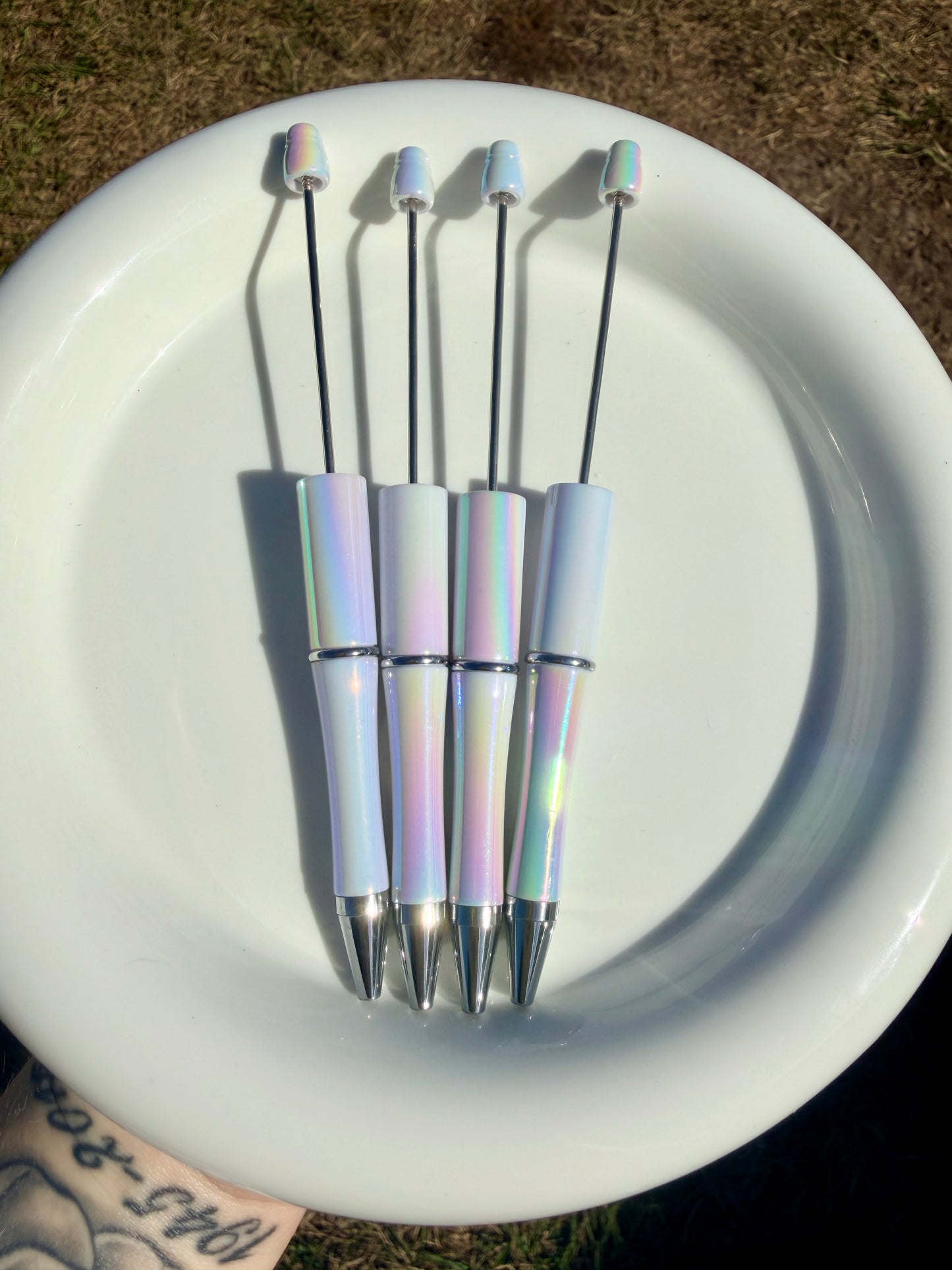 White opal beadable pen
