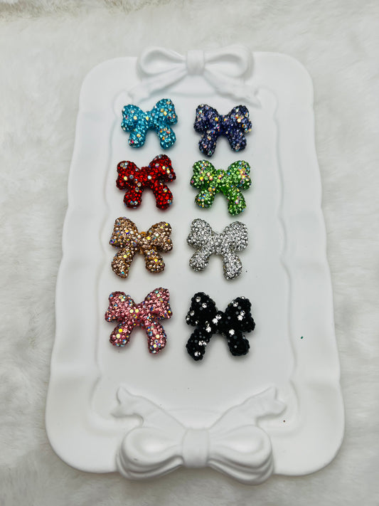 Fancy rhinestone ribbon bow beads (8 colors) 25mm