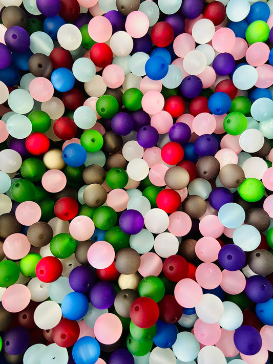 15mm frosted cat eye acrylic bead mix (pack of 50) BULK DEAL!