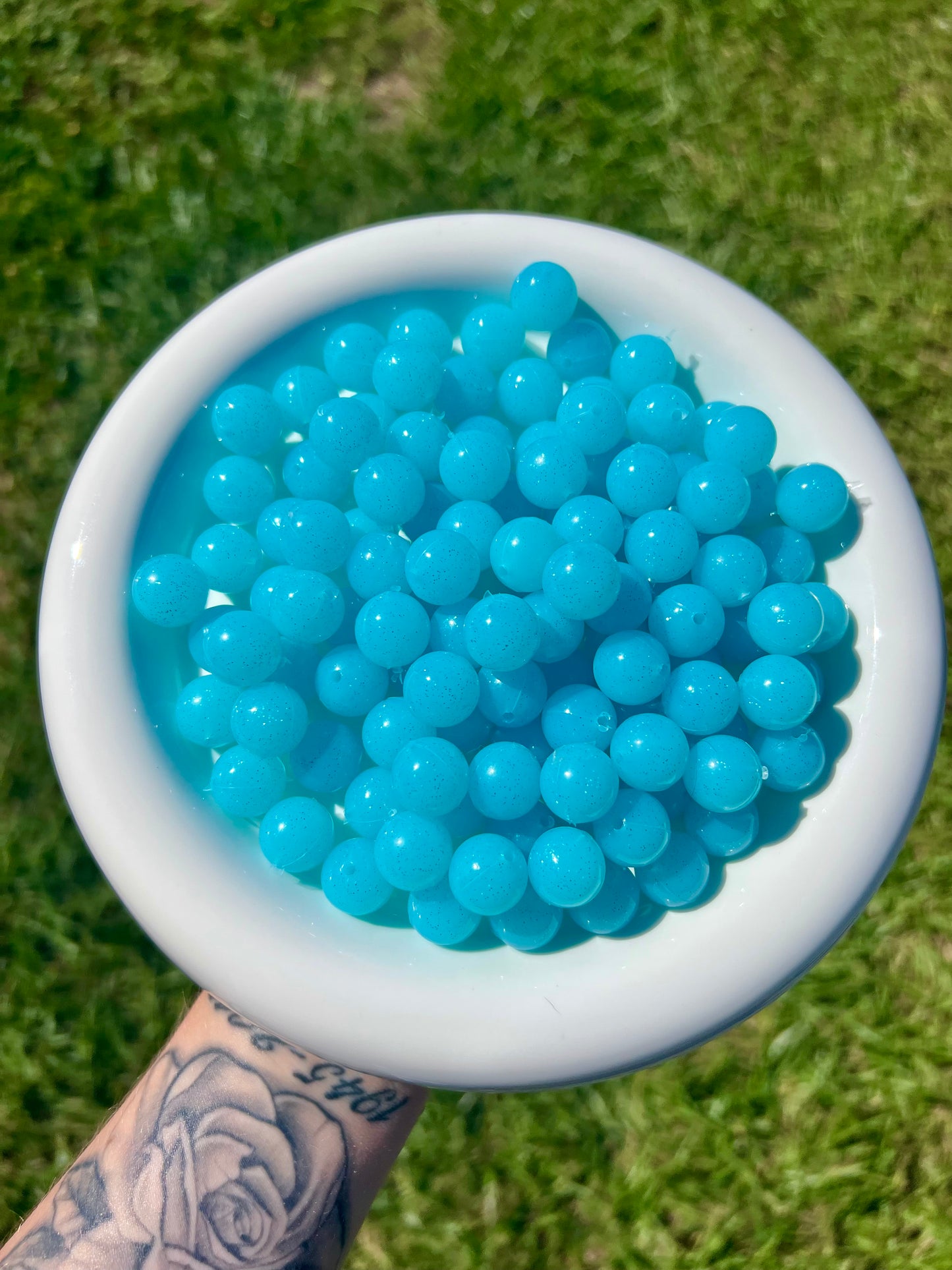 SJ-104 15mm baby blue jelly glitter silicone beads