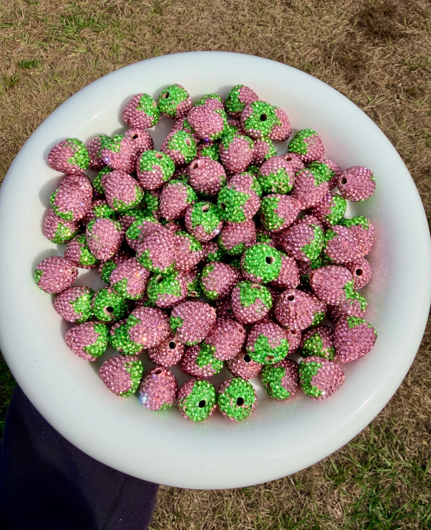 16mm strawberry rhinestone beads (pink or red)