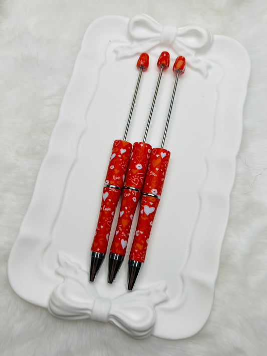 Red valentine heart beadable pen