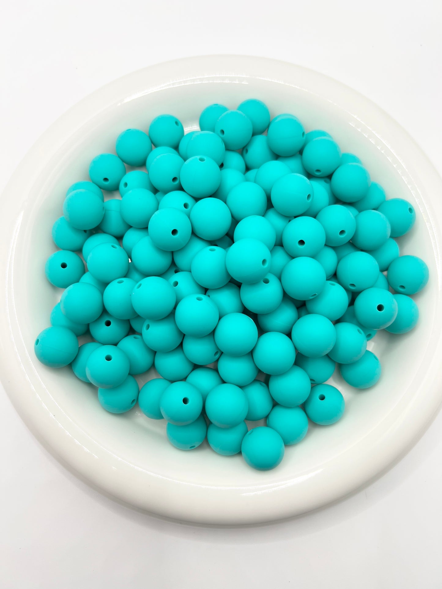 15mm turquoise solid silicone beads