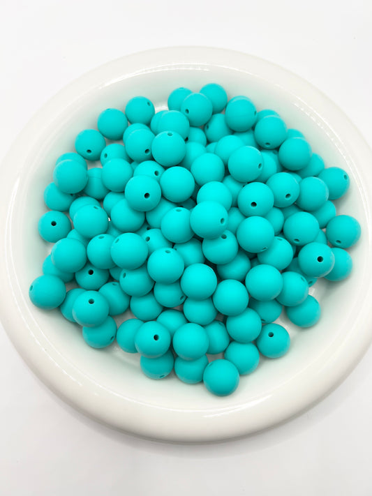 15mm turquoise solid silicone beads
