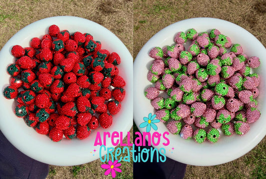16mm strawberry rhinestone beads (pink or red)