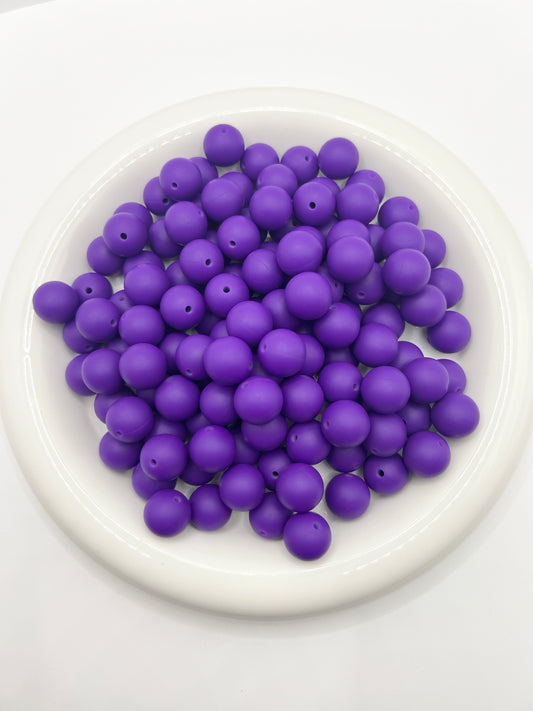 15mm violet solid silicone beads