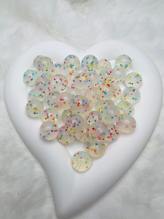 Clear Confetti Silicone Beads 15mm