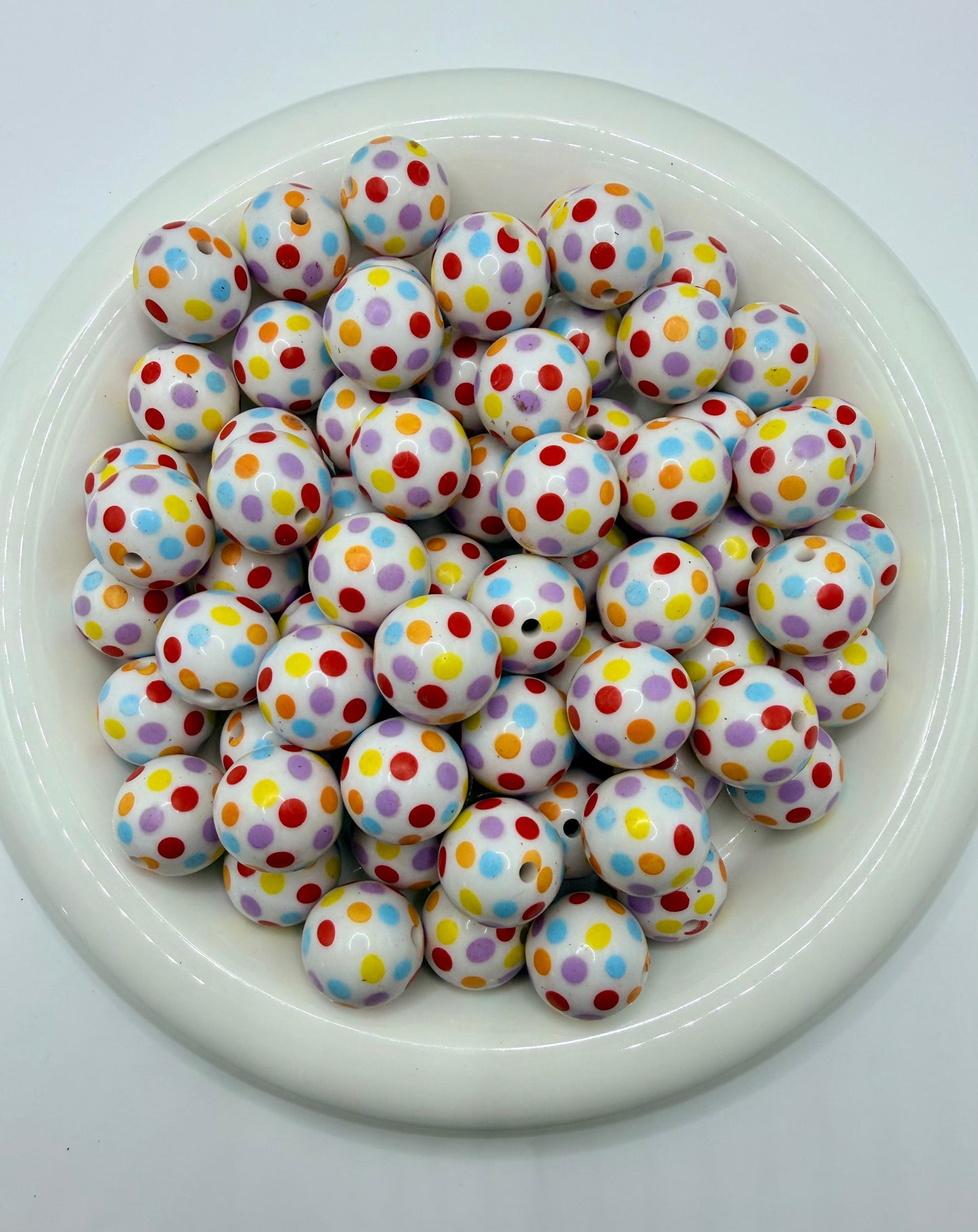 Multi polka dot 20mm bubblegum beads