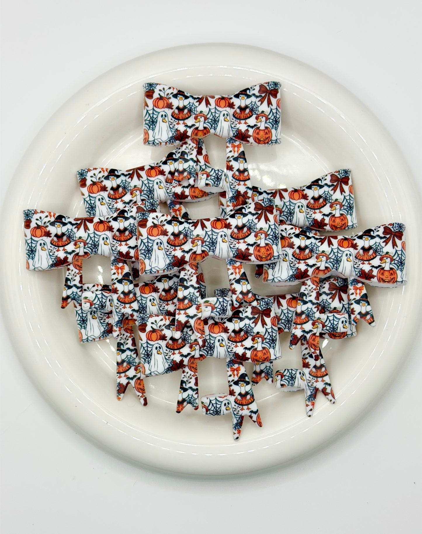 #267 Fall Goose & Ghost Fun Large Bow Straw Topper (1ct)