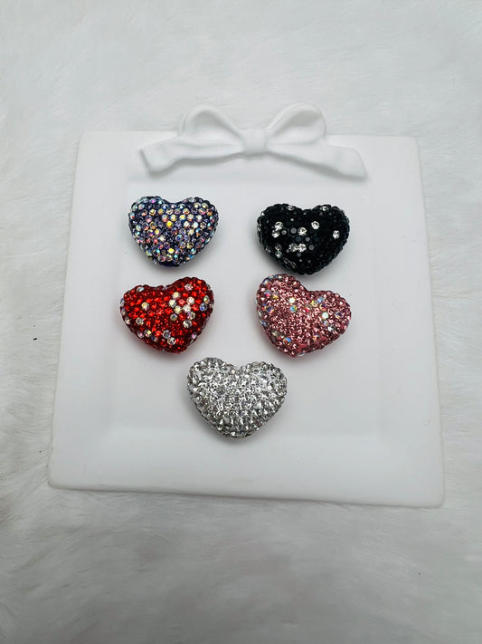 Fancy rhinestone heart beads (5 colors) 20mm