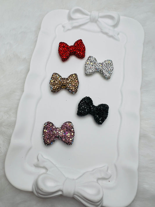 Fancy rhinestone bow beads (5 colors) 22mm