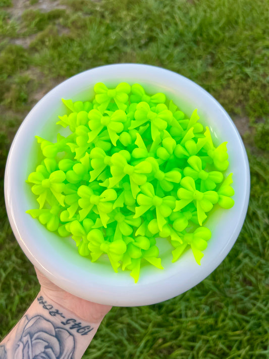 3D lime green ribbon bow W/ tail EXCLUSIVE focal