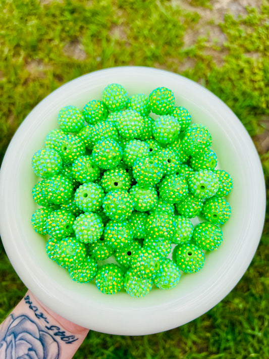 20mm green apple AB rhinestone beads