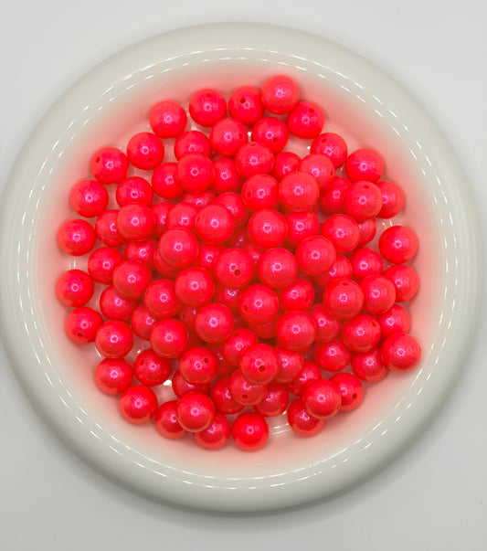 SO-118 15mm neon coral pink opal silicone beads