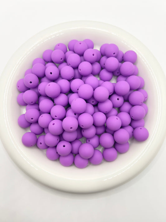 15mm orchid solid silicone beads