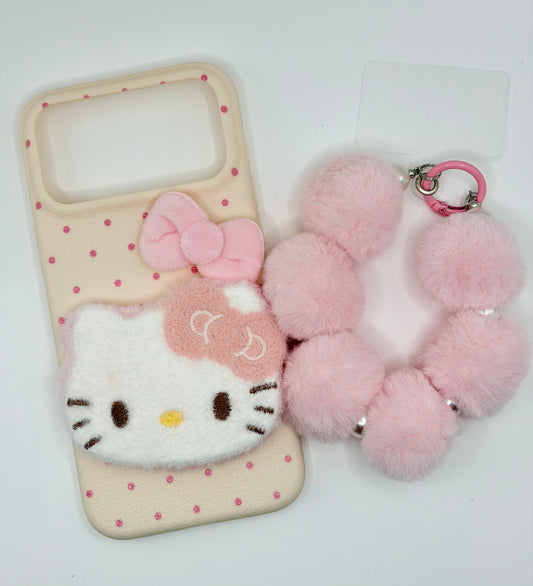 iPhone 17 Pro Max Kitty Phone Case W/ Wristlet Chain (1PC) WHOLESALE PRICE