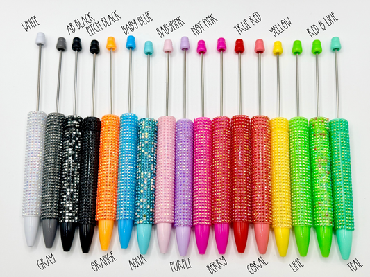 Long rhinestone beadable pens (1ct) 17 different colors