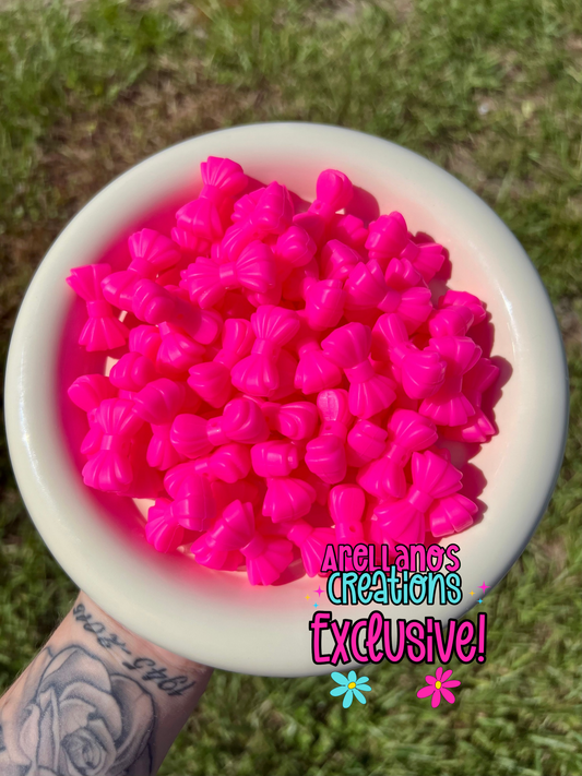 3D dazzling pink ribbed bow EXCLUSIVE focal