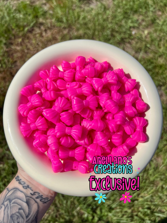 3D dazzling pink glitter ribbed bow EXCLUSIVE focal