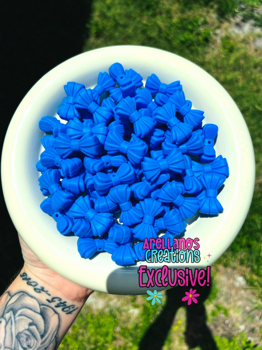 3D dodger blue ribbed bow EXCLUSIVE focal