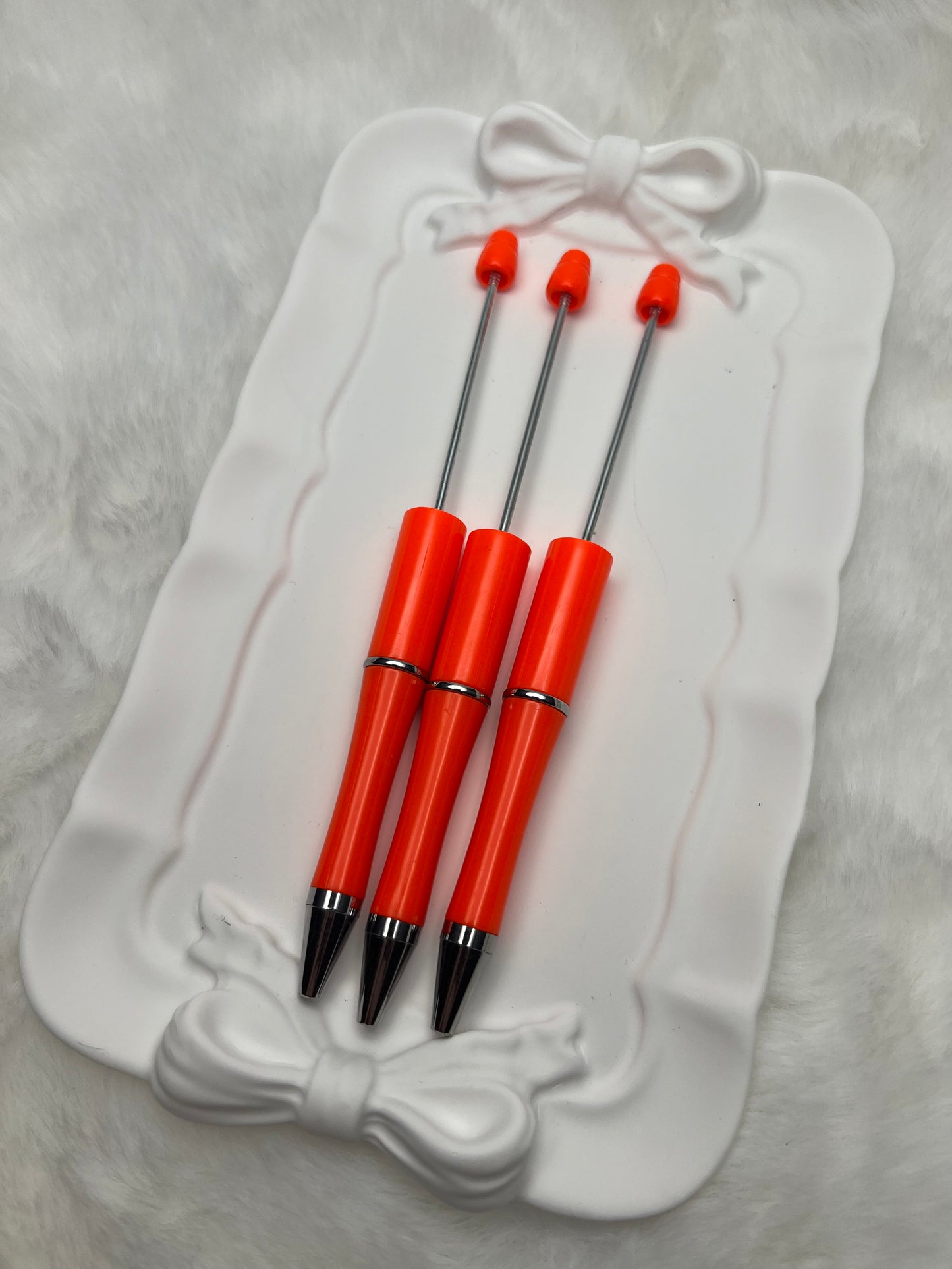 Neon orange beadable plastic pen