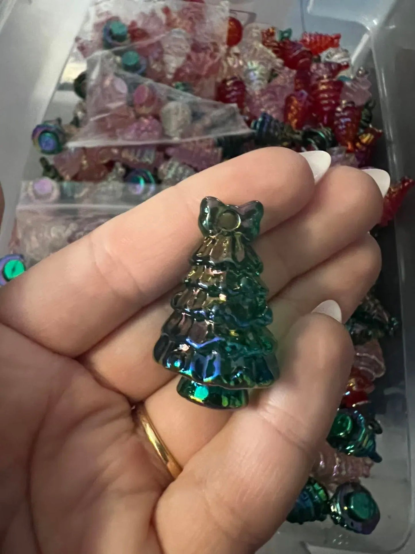 Acrylic luminous tree charm mix (pack of 20) HOLE ON TOP-NOT FOR PENS