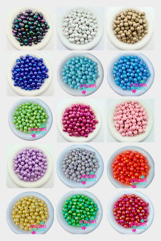 16mm solid iridescent AB acrylic beads (pack of 10)