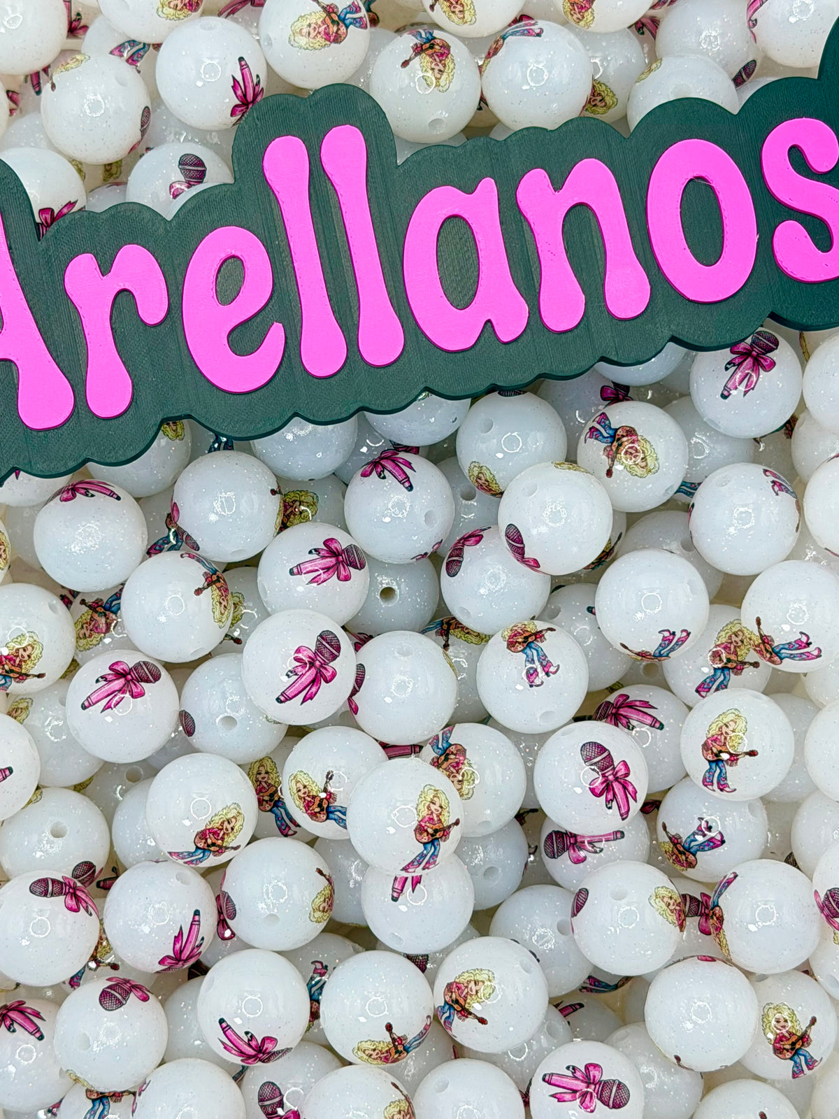 Dolly Dreams 15mm shiny glitter silicone beads EXCLUSIVE (1ct)